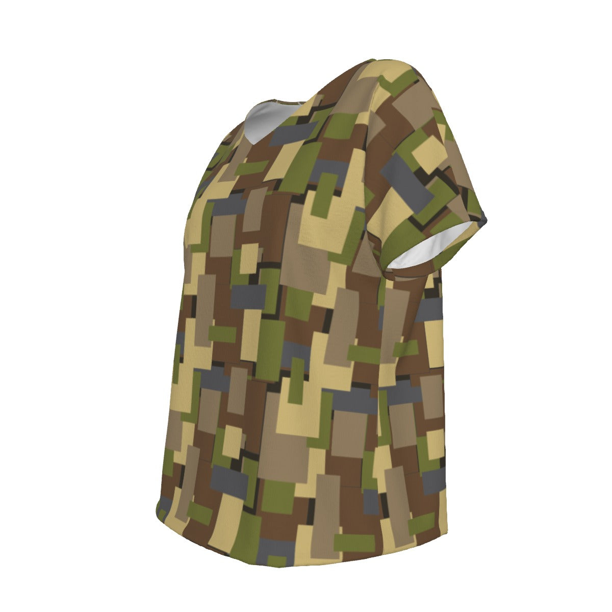 Women's V-Neck Short Sleeve T-shirt / Urban Camo Design