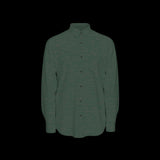 Front of a green long sleeve shirt on a black background