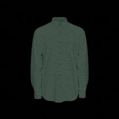 Front of a green long sleeve shirt on a black background