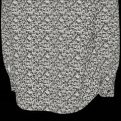 Bottom Back of floral patterned long sleeve shirt on a black background