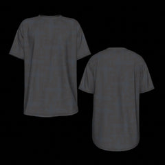 Front and back of black t-shirt shown from front and back on a black background