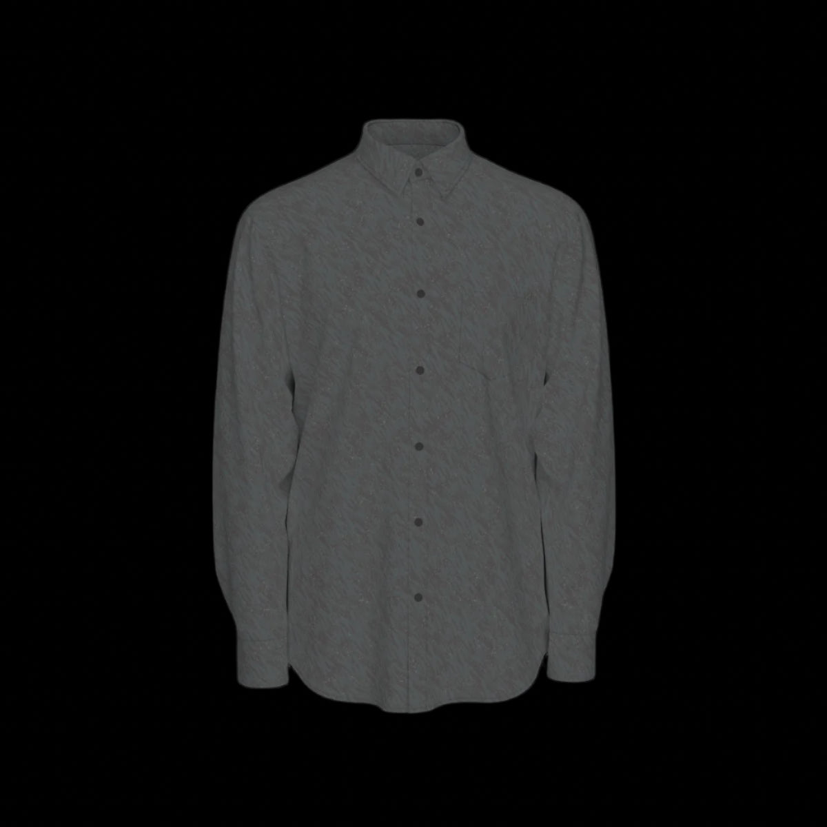 Front of a gray long sleeve shirt on a black background