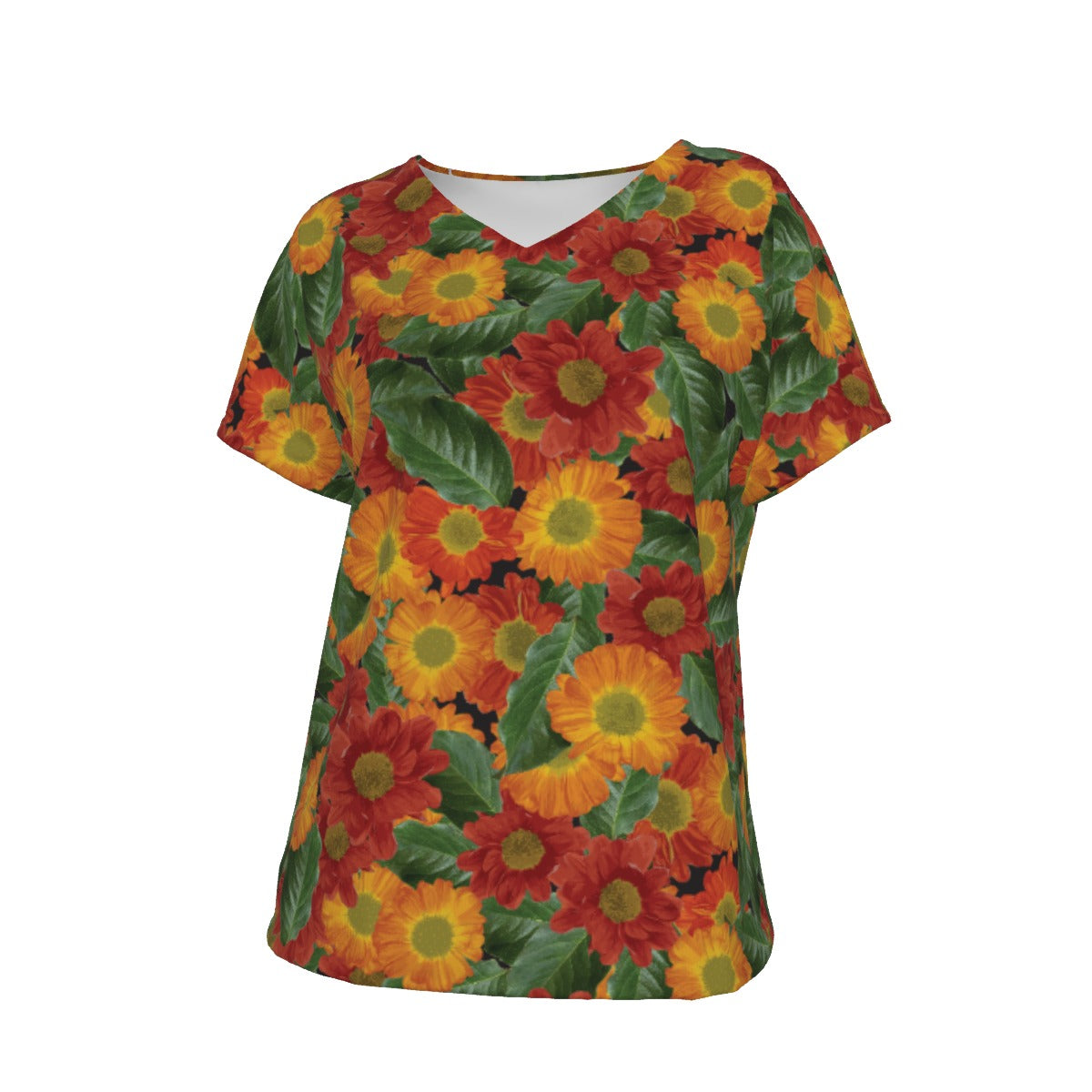 Women's V-Neck Short Sleeve T-shirt / Happiness Design