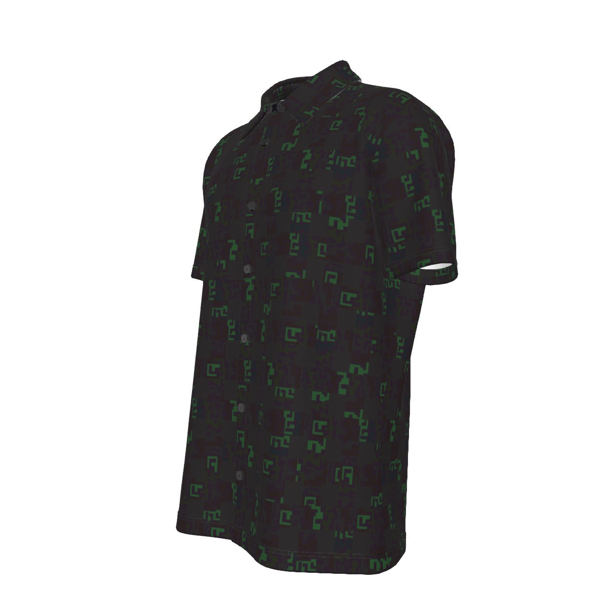 Men's Button Down Short Sleeve Shirt / Color Weave Dark Design