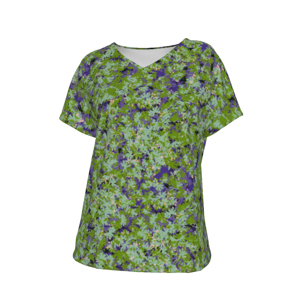 Women's V-Neck Short Sleeve T-shirt / Light Femanin Camo Design