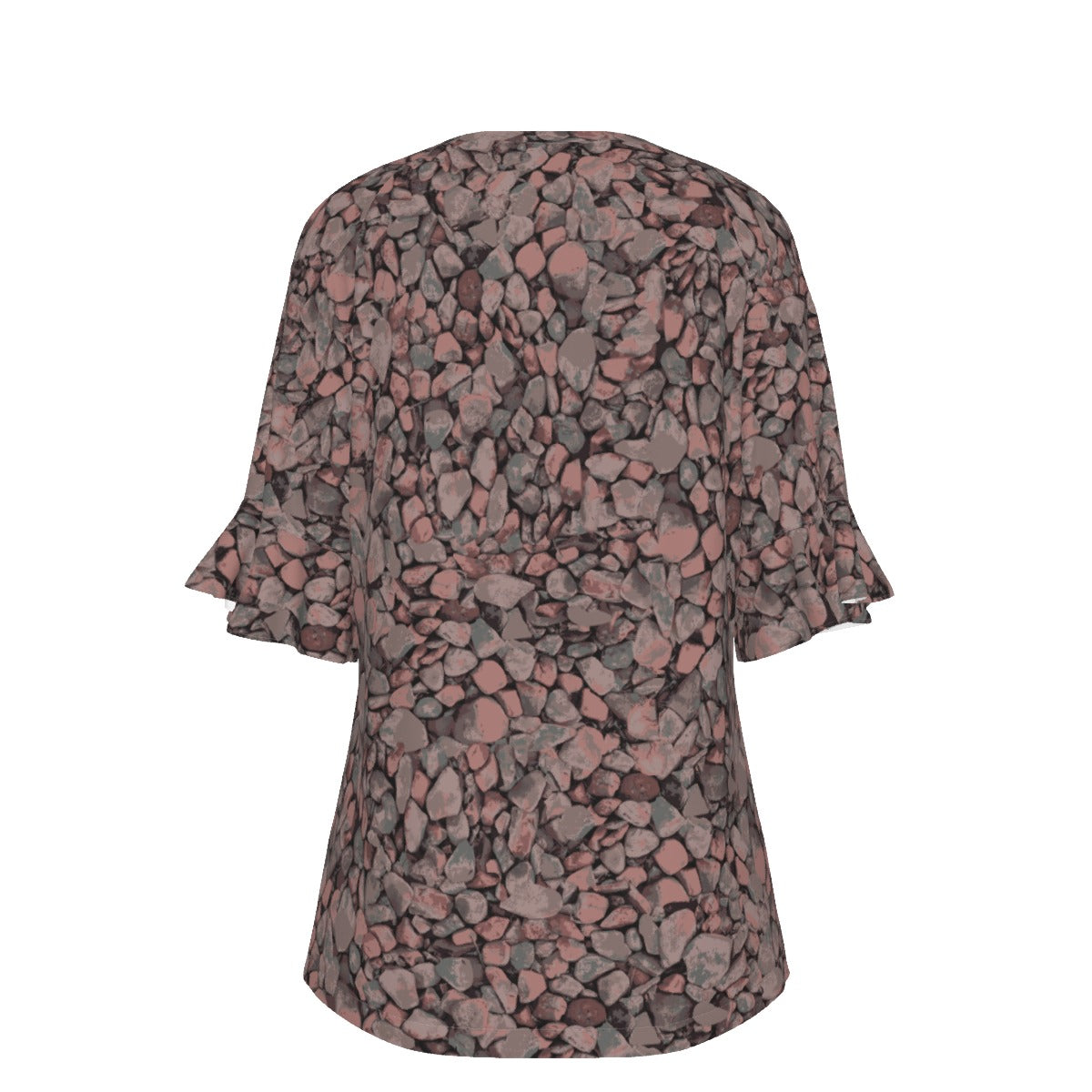 Women’s V-neck T-Shirt with Bell Sleeve / Chapel Stones Design