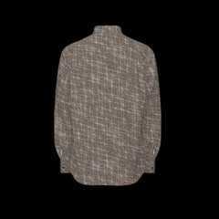 Back of a brown long sleeve shirt on a black background