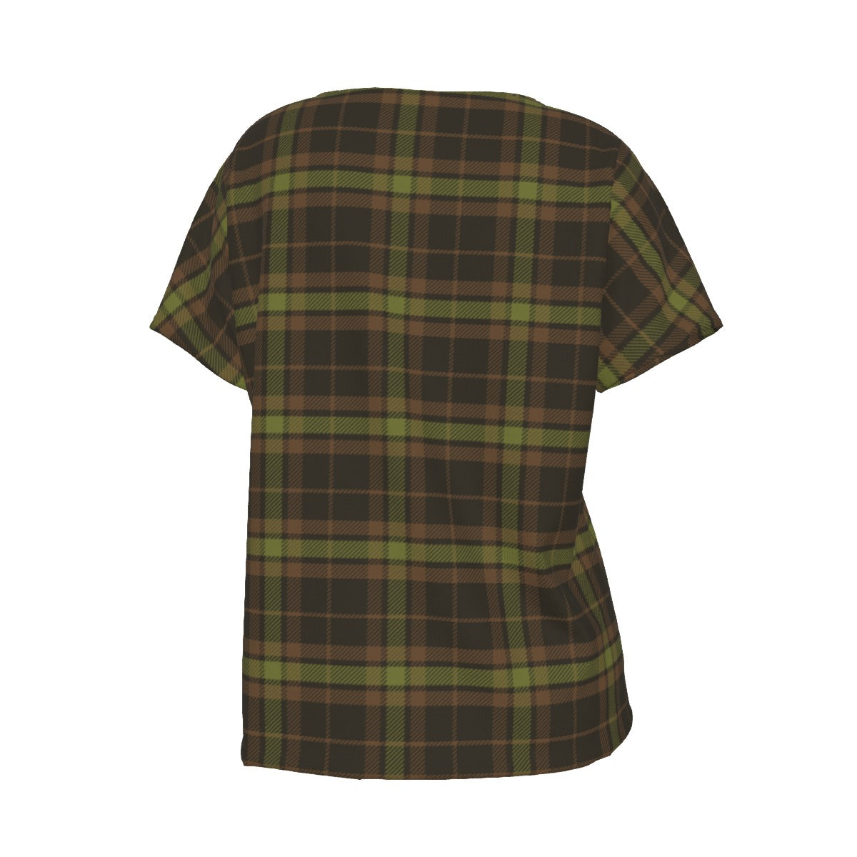 Women's V-Neck Short Sleeve T-shirt / Camo Plaid Design