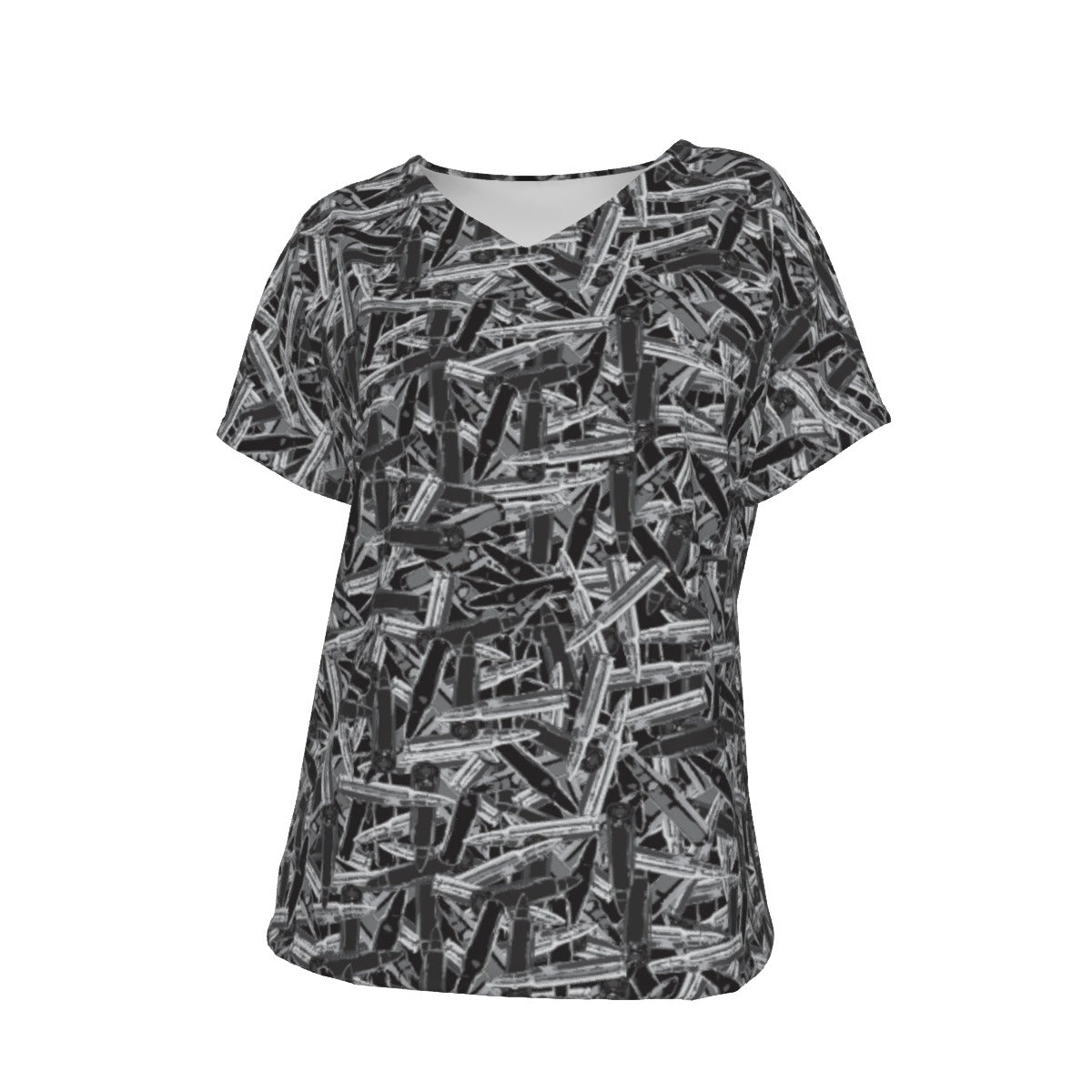 Women's V-Neck Short Sleeve T-shirt / 5.56 ArmaLite Dark Design