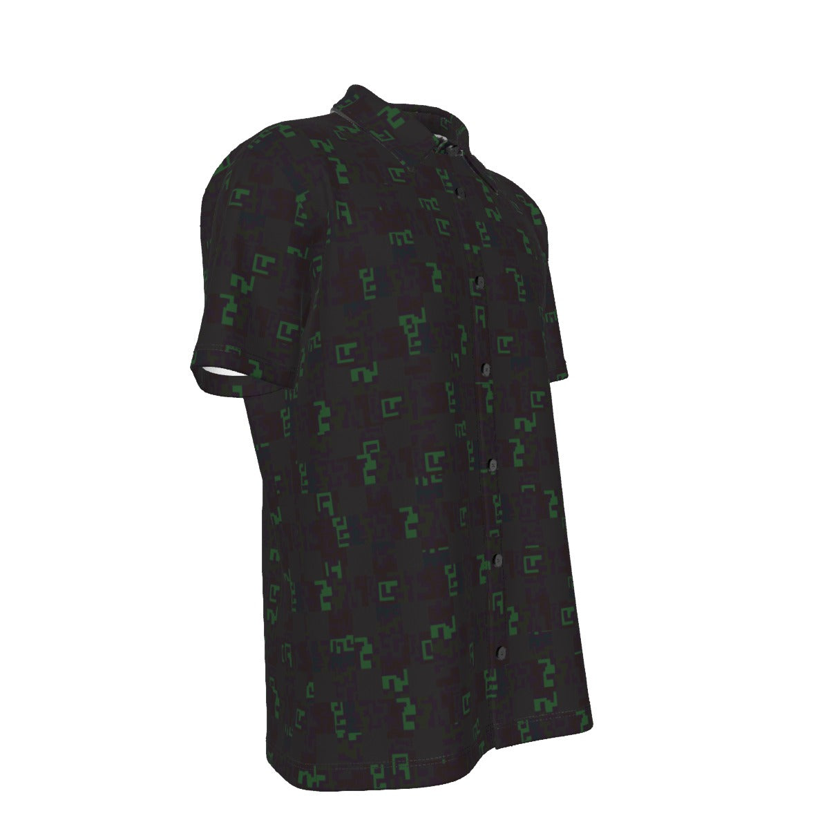 Men's Button Down Short Sleeve Shirt / Color Weave Dark Design