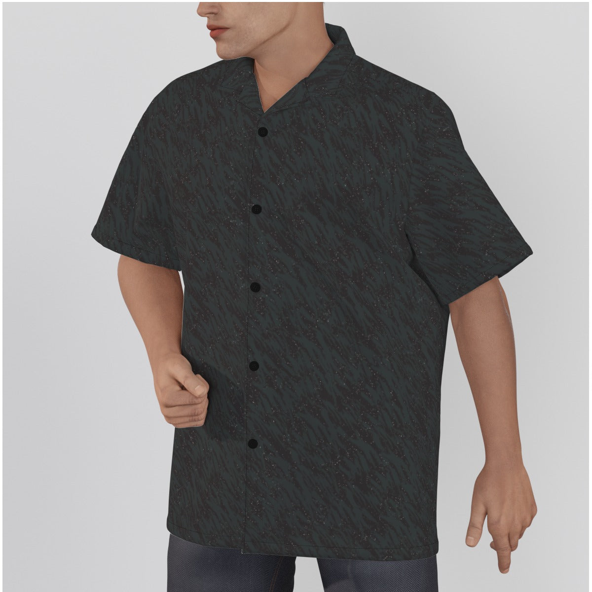 Men's Button Down Hawaiian Style Loose Fit Shirt Phantom Sky Print