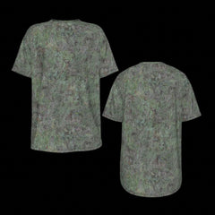 Front and Back of camouflage-patterned shirt on a black background