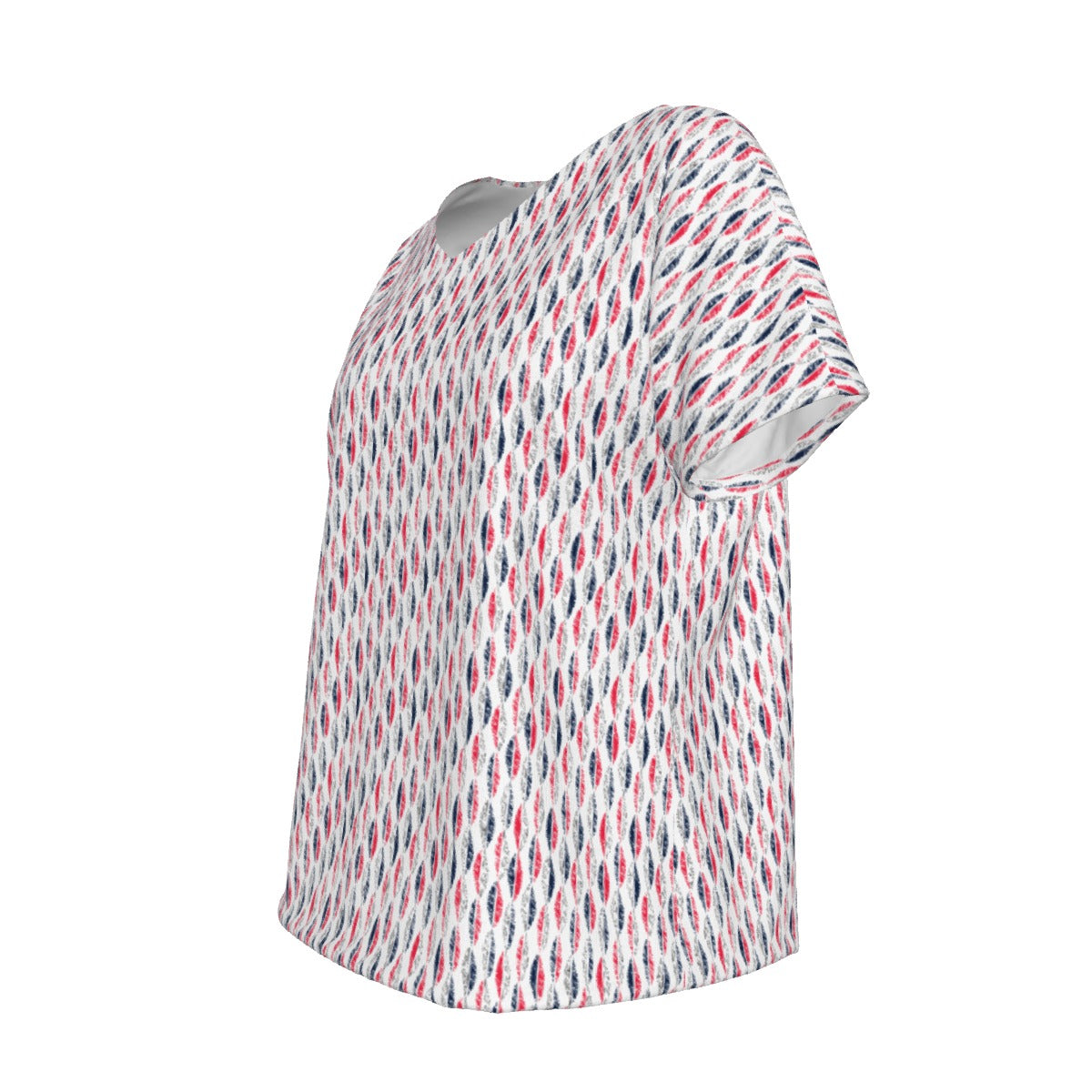 Women's V-Neck Short Sleeve T-shirt / Patriotic Inline on White Design