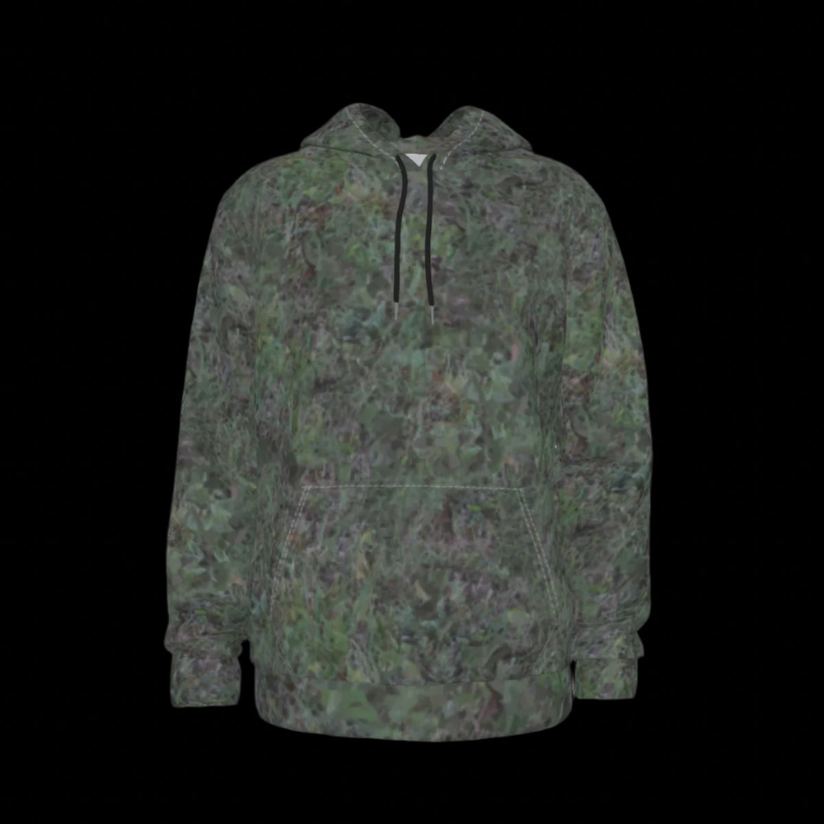 Front of camouflage hoodie on a black background