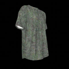 Right side of camouflage-patterned shirt on a black background