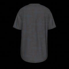 Back of black t-shirt shown from front and back on a black background