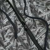 Detail of a hoodie with a geometric pattern 