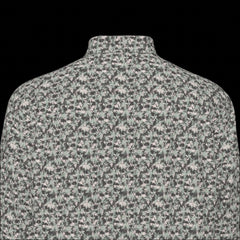 Top Back of floral patterned long sleeve shirt on a black background