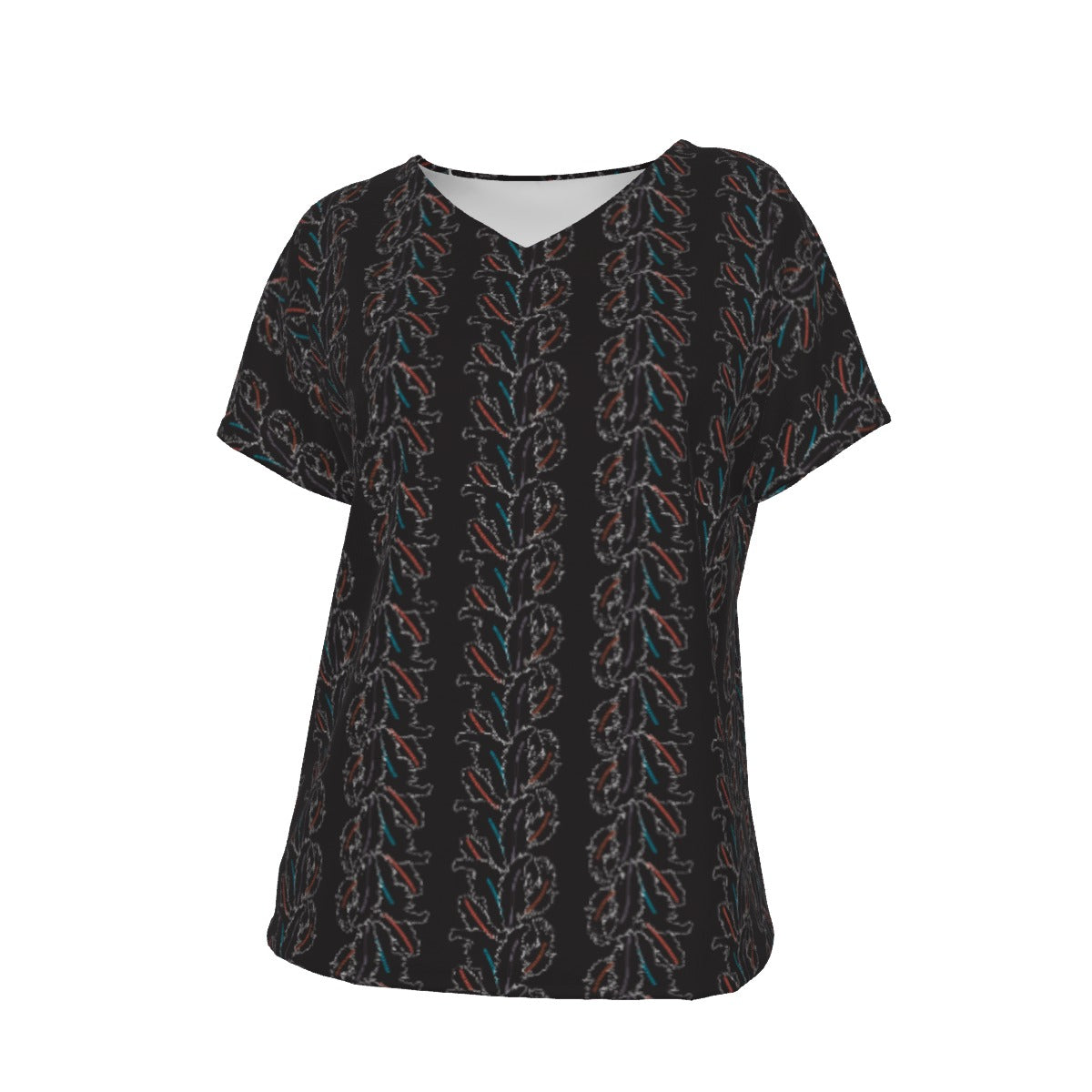 Women's V-Neck Short Sleeve T-shirt / Feather Glow Design