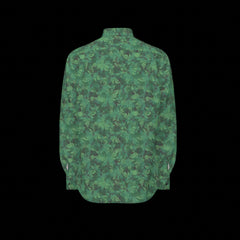 Back of green camouflage shirt on a black background