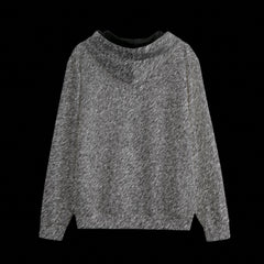 Back of hoodie with a unique pattern on a black background
