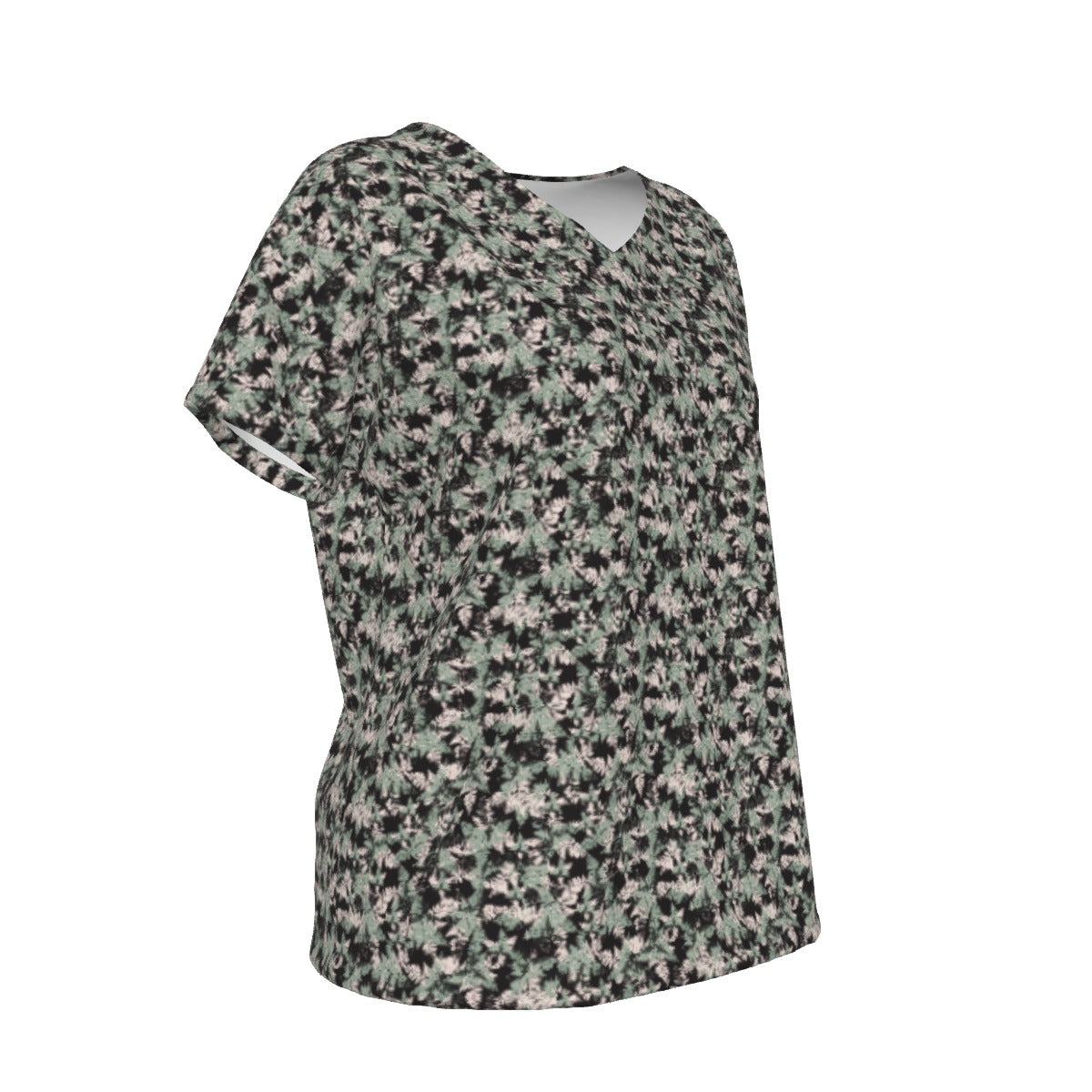 Women's V-Neck Short Sleeve T-shirt / Delicate Wild Sage Design
