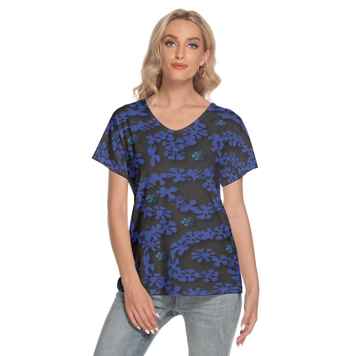 Women's Loose V-neck Short Sleeve T-shirt