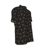 Men's Button Down Short Sleeve Shirt / Dark Tri Fern Design