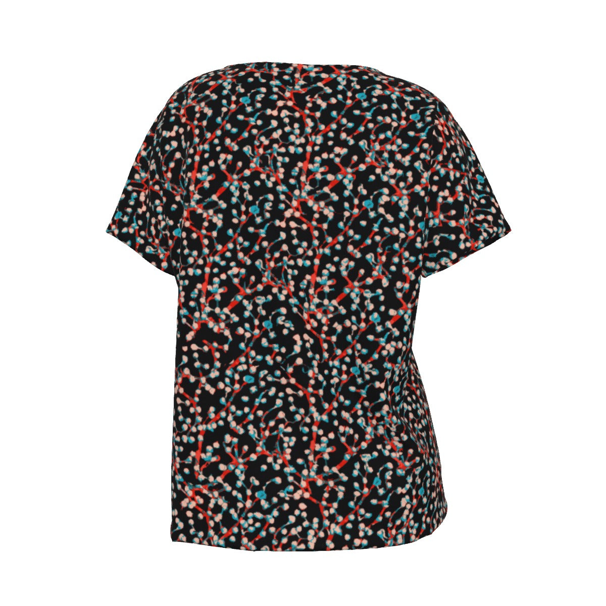 Women's V-Neck Short Sleeve T-shirt / Bright Floral Design