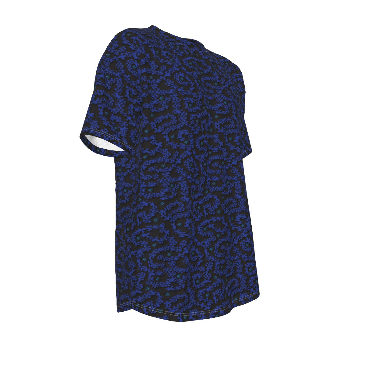 Men's short-sleeve T-shirt / Small Blue Vine with Flower Design