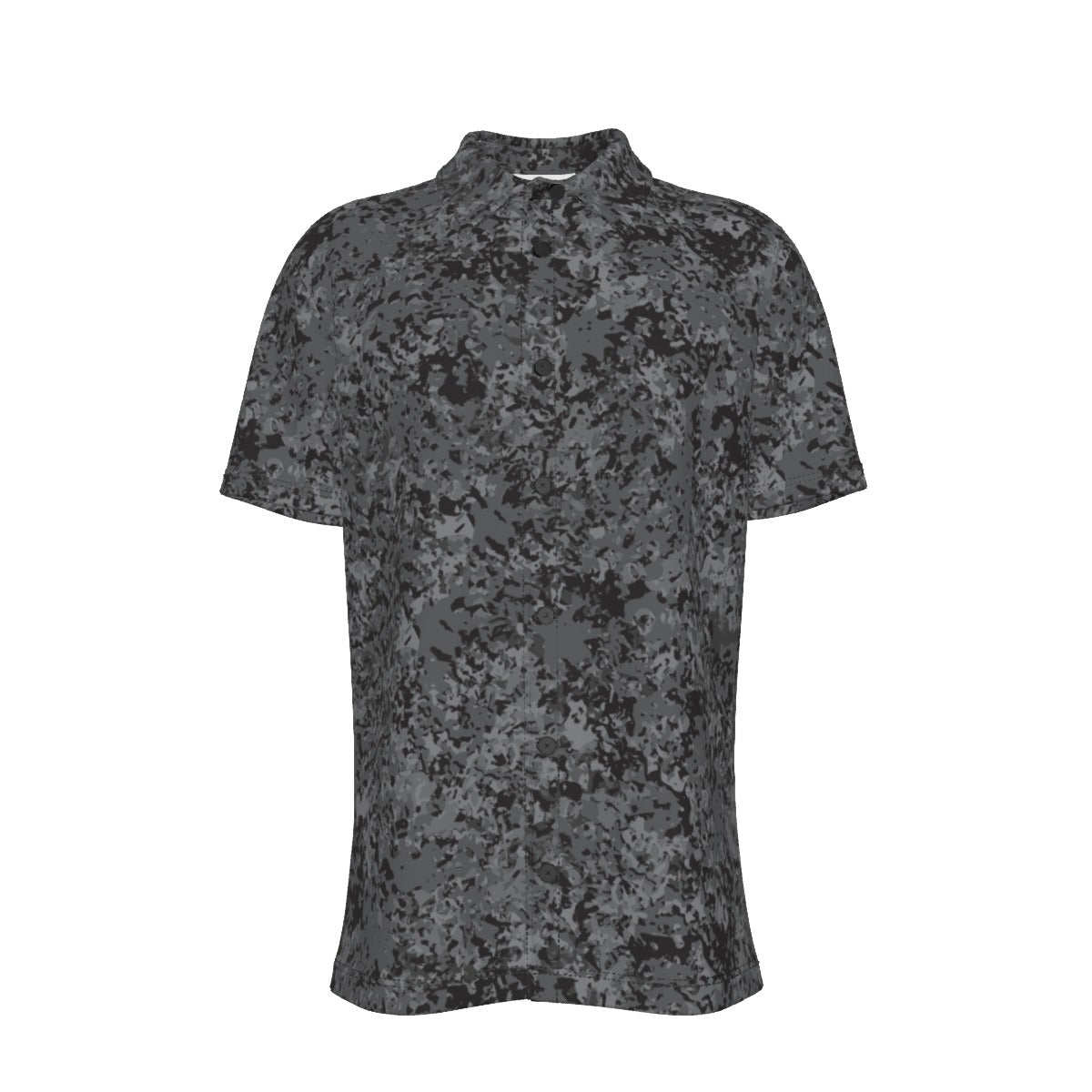 Men's Button Down Short Sleeve Shirt / Grey Rush Design