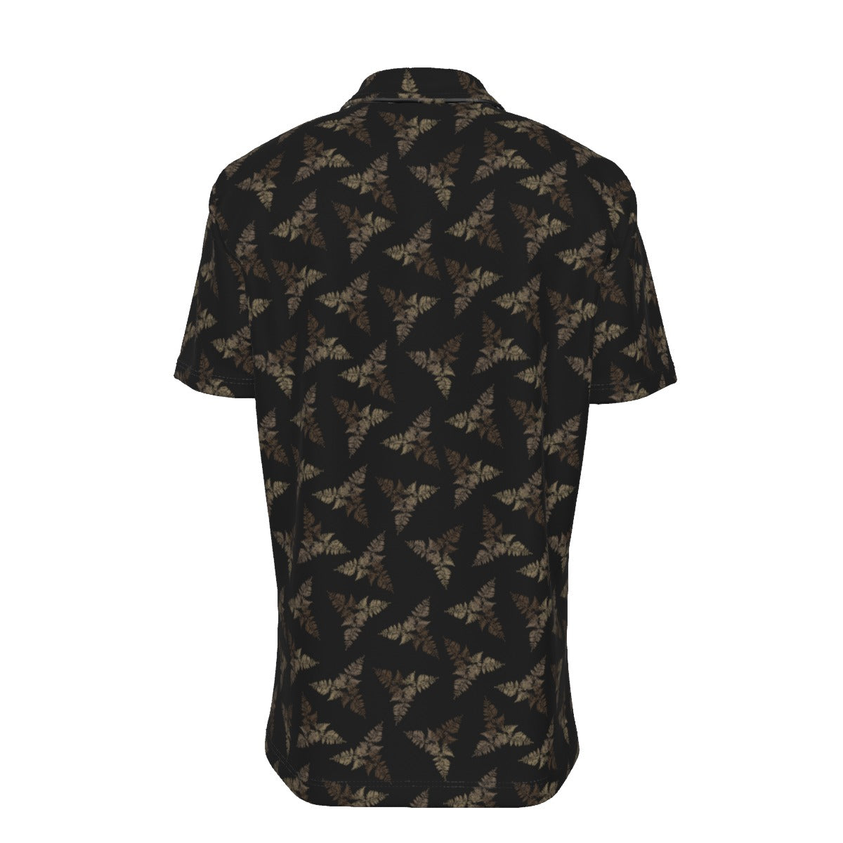 Men's Button Down Short Sleeve Shirt / Dark Tri Fern Design
