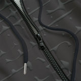 Close-up of a black zipper hoodie
