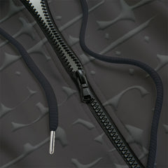 Close-up of a black zipper hoodie