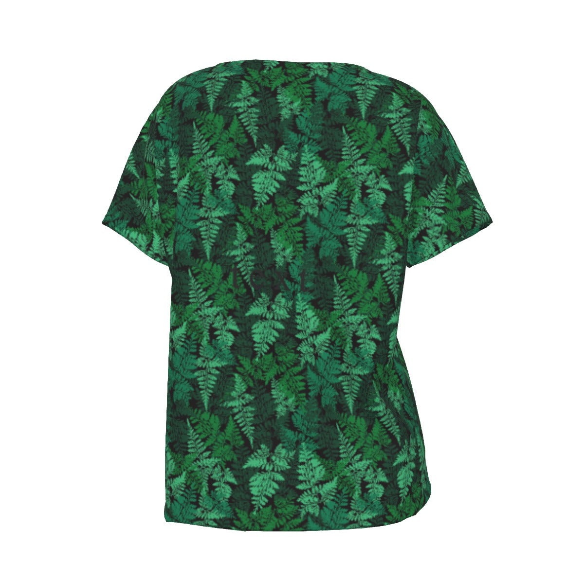 Women's V-Neck Short Sleeve T-shirt / Delicate Random Fern Design