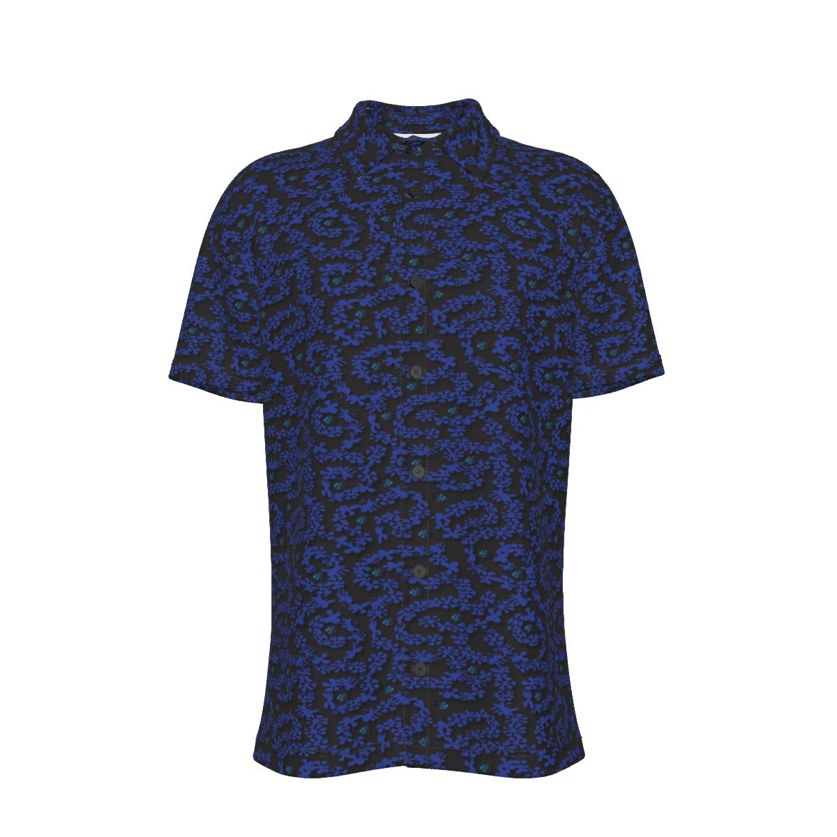 Men's Button Down Short Sleeve Shirt / Blue Vine Small Design