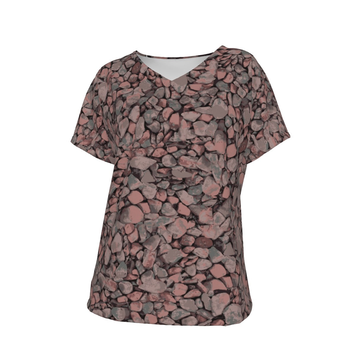 Women's V-Neck Short Sleeve T-shirt / Chapel Stone Pink Design