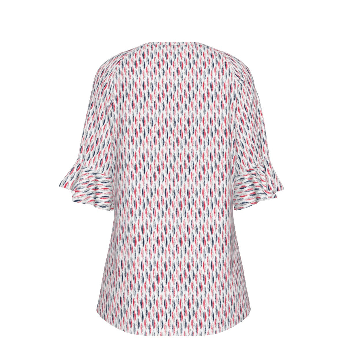 Women’s V-neck T-Shirt with Bell Sleeve / Patriotic Inline on White Design
