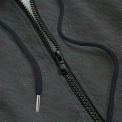 Front pattern of a black patterned hoodie