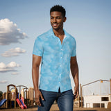 Men's Button Down Short Sleeve Shirt / Clouds Design