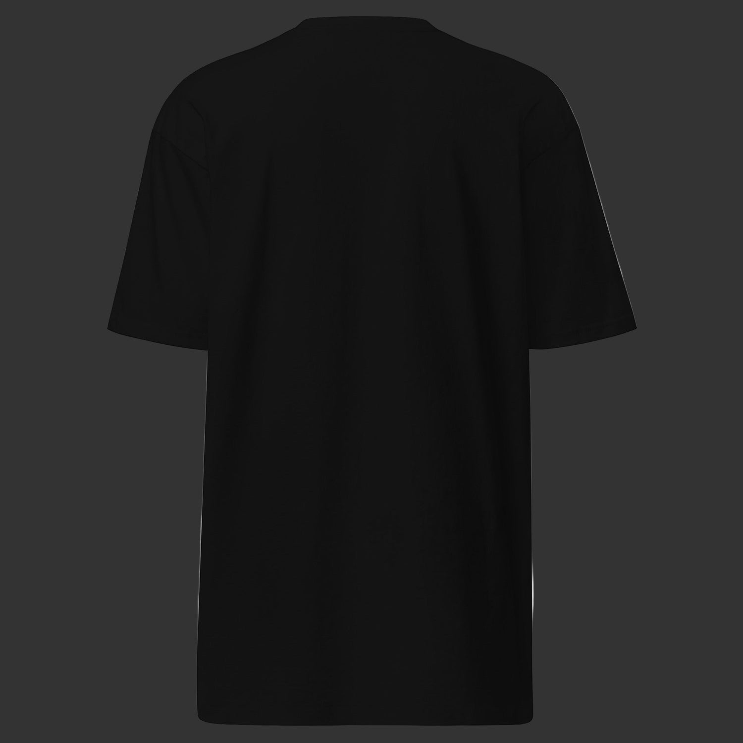 Back of black T-Shirt on a black background