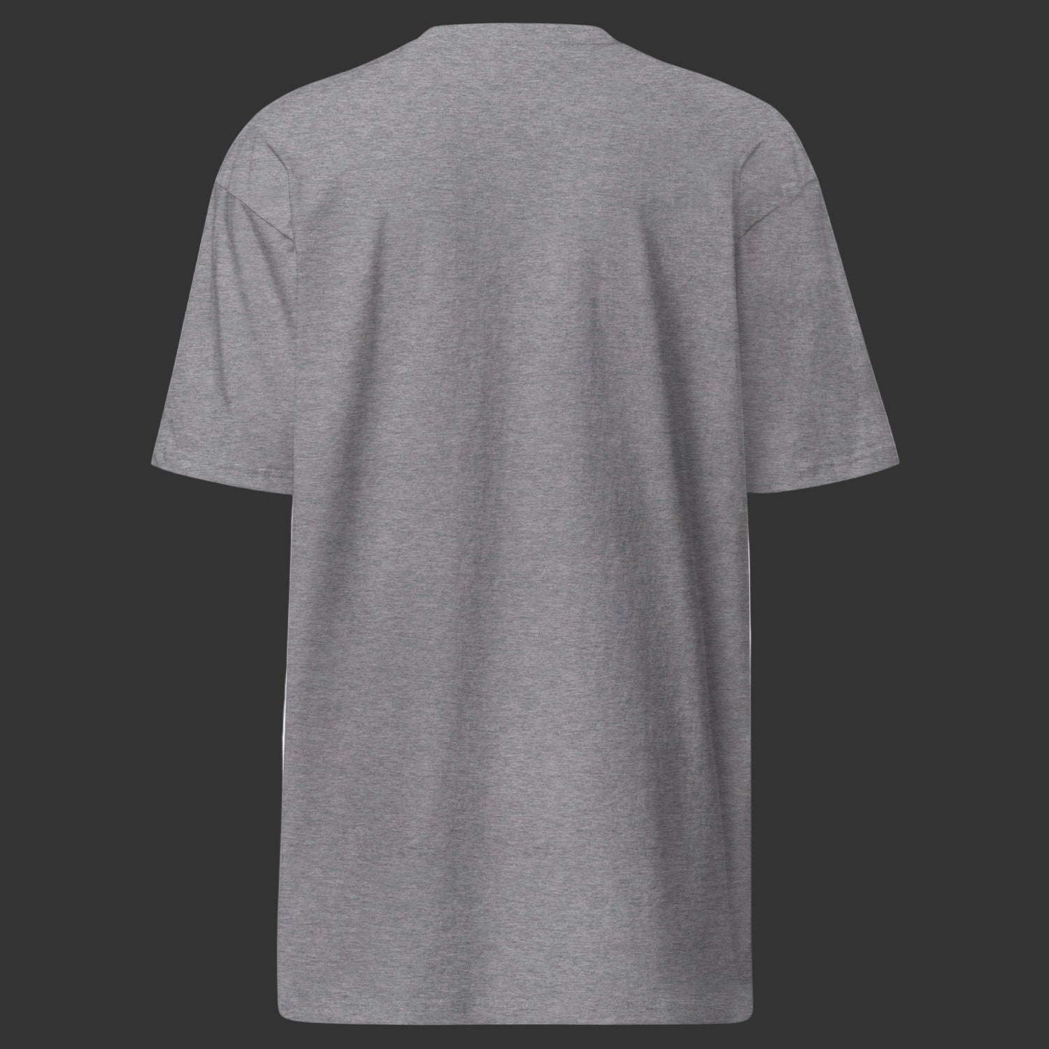 Back of Grey T-Shirt on a black background
