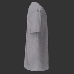 Right side of Grey T-Shirt on a black background