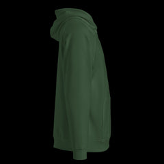 Right side of a premium green hoodie on a black background