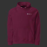 Front of a Burgundy hoodie on a black background